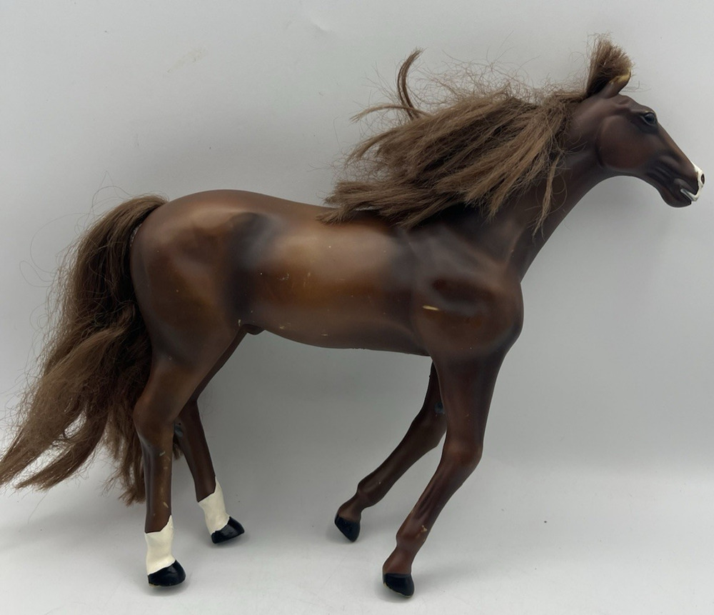Vintage Bendable Brown Horse Figure Toy Poseable Mane Tail Plastic 12 Inch